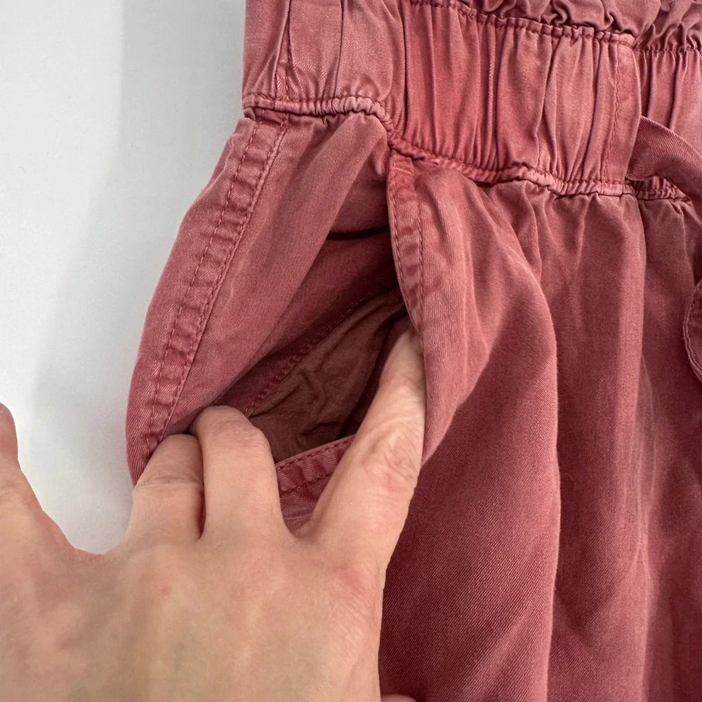 Gorpcore Paperbag Waist Joggers Rose Pink XXS Lyocell Drawstring Relaxed Pants - Picture 4 of 11
